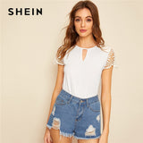 SHEIN Cut Out Front Guipure Lace Short Sleeve Summer