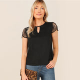 SHEIN Cut Out Front Guipure Lace Short Sleeve Summer